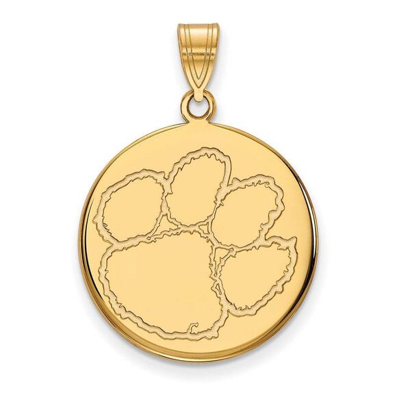 10k Yellow Gold Clemson U Large Disc Pendant